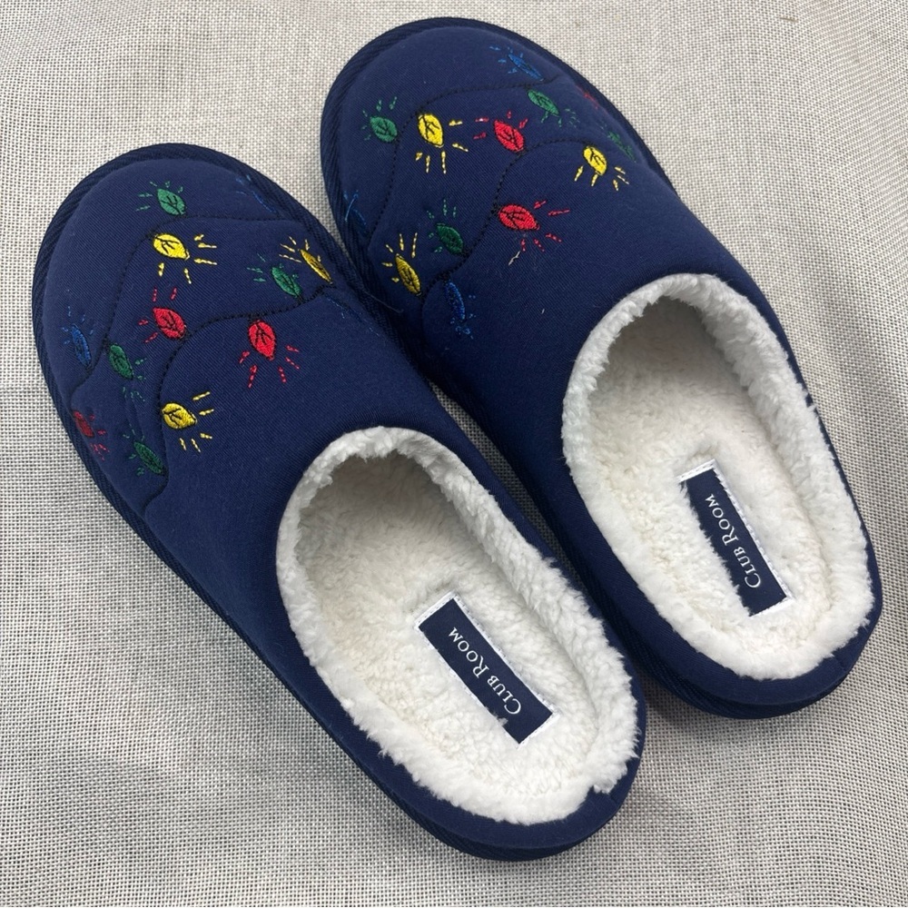 Club Room Holiday Slippers, Navy, 6-7